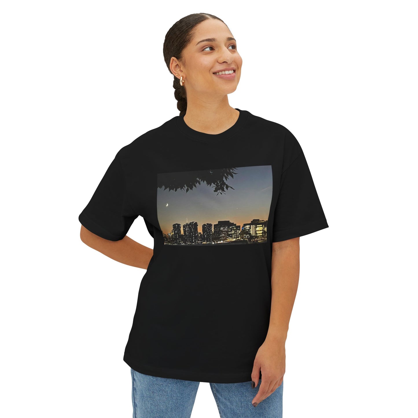 Chic Urban Sunset Oversized Tee, Stylish Boxy Tee, Comfortable Casual Wear, Gift for Her, Unisex Tee for Everyday