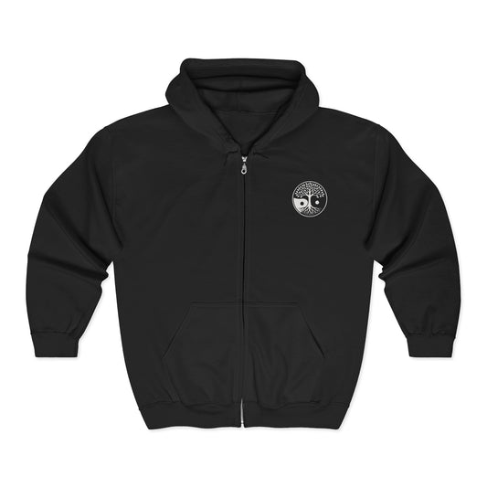 Yin Yang Unisex Zip Hoodie, Cozy Hooded Sweatshirt for Meditation, Spiritual Gifts, Unisex Outerwear, Yoga Apparel